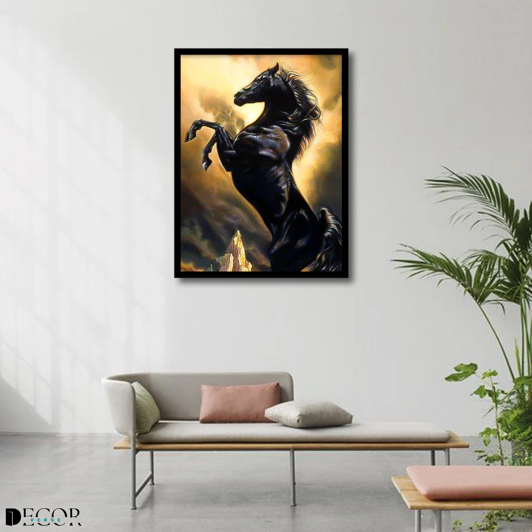 Abstract Black Horse Wall Art - Elegant Animal Print Rs. 1,250
